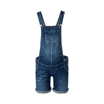 2HEARTS Umstands-Latzhose Love - Kurze Latzhose aus Stretch-Denim für die Schwangerschaft - Latz-Shorts mit verstellbaren Trä