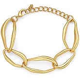 TOVABA Gold Chain Bracelets for Women Chunky Gold Chain Link Two Tone Thick Geometric Minimalist Statement Bracelet for Wrists Fashion Jewelry