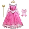 CinheyU Princess Birthday Dress Girls Sleeping Beauty Costume Halloween Christmas Fancy Cosplay Party Outfits (w/Accessories)