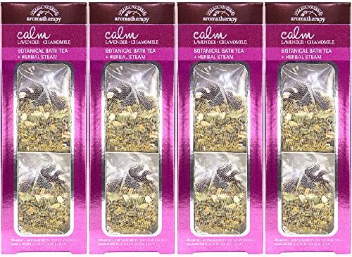 Village Naturals Aromatherapy, Botanical Bath Tea and Herbal Steam, Calm, Lavender &amp; Chamomile Scent, Pack of 4