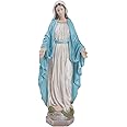 Our Lady of Grace Blessed Virgin Mother Mary Statue Catholic Religious 15.8 Inch Colored Resin Statue Figurine for Garden, Outdoor, Patio, Cemetery Grave Stone (Monther Mary)