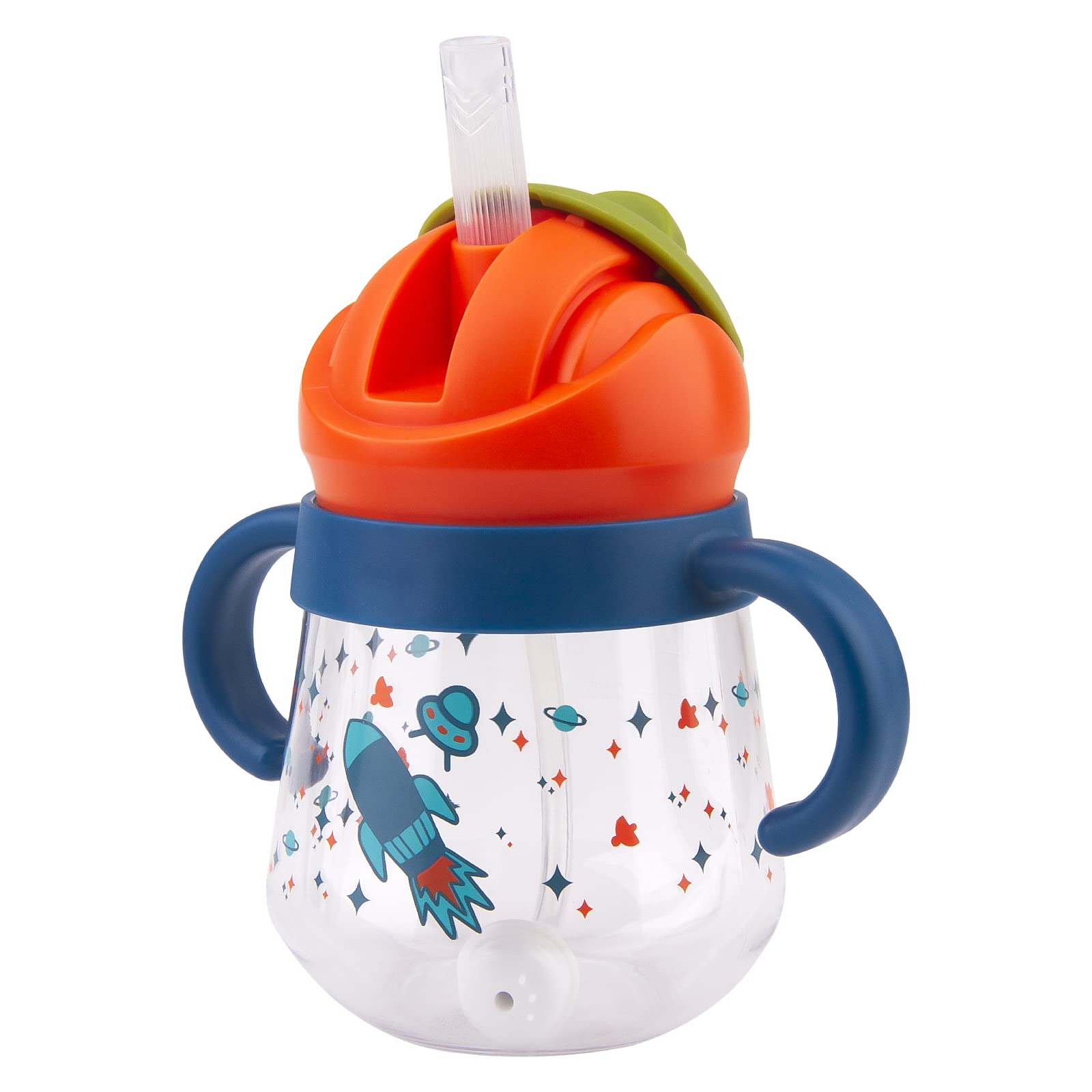 Sippy Cup for Baby 6+ Months, Weighted Straw Non-Spill for Toddlers With Handles, Spill-Proof, Leak-Proof Soft Spout 260ml, BPA Free (Blue)