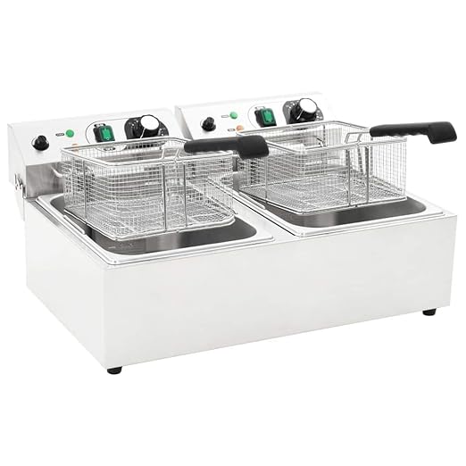 Nishore Freidora Eléctrica Doble de Acero Inoxidable con 2 ...
