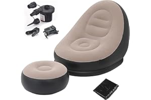 Inflatable Sofa with Household Air Pump - OKSTENCK Air Inflatable Sofa Couch Chair with Footstool for Indoor&Outdoor in Livin