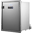CIGREEN 12 Volt RV Refrigerator Built-in Fridge Compressor Refrigerator Mini Fridge with Freezer for Apartment Office Boat Yacht RV Caravan (Silver Stainless Steels, 40L)