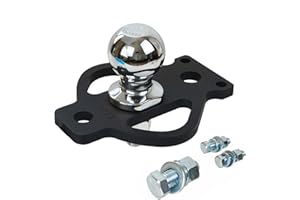REDTEE 3-Way Trailer Hitch Adapter with 2-Inch Hitch Ball & 3/4-Inch Bolt Kits - Compatible with ATV/UTV, Golf Carts, Garden Tractors, Trailers, Flat Towing Ball Mount for Chains, and Tow Straps