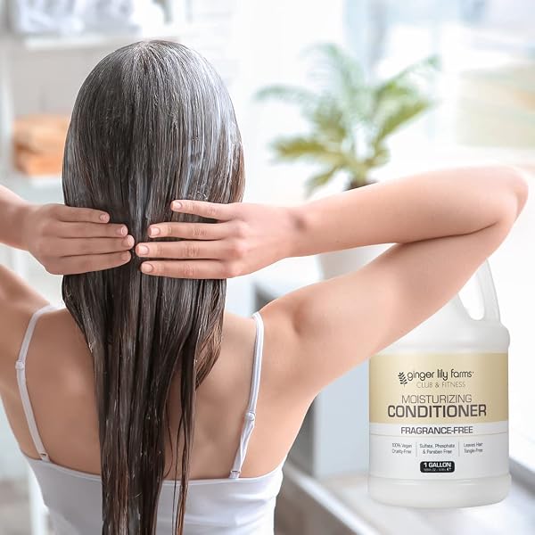 GINGER LILY FARMS CLUB & FITNESS MOISTURIZING CONDITIONER FOR DRY HAIR, 100% VEGAN & CRUELTY-FREE, FRAGRANCE FREE, 1 GALLON (128 FL OZ) REFILL