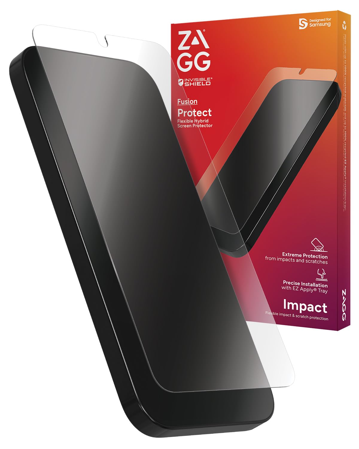 Photo 1 of ZAGG InvisibleShield Fusion Samsung Galaxy S24+ Screen Protector - Flexible Hybrid Protection, Unbreakable Polymer, High-Definition Clarity, Eco-Friendly, Biometric Tech Compatible