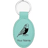 LaserGram Oval Keychain, Parakeet, Personalized Engraving Included (Basketball Teal)