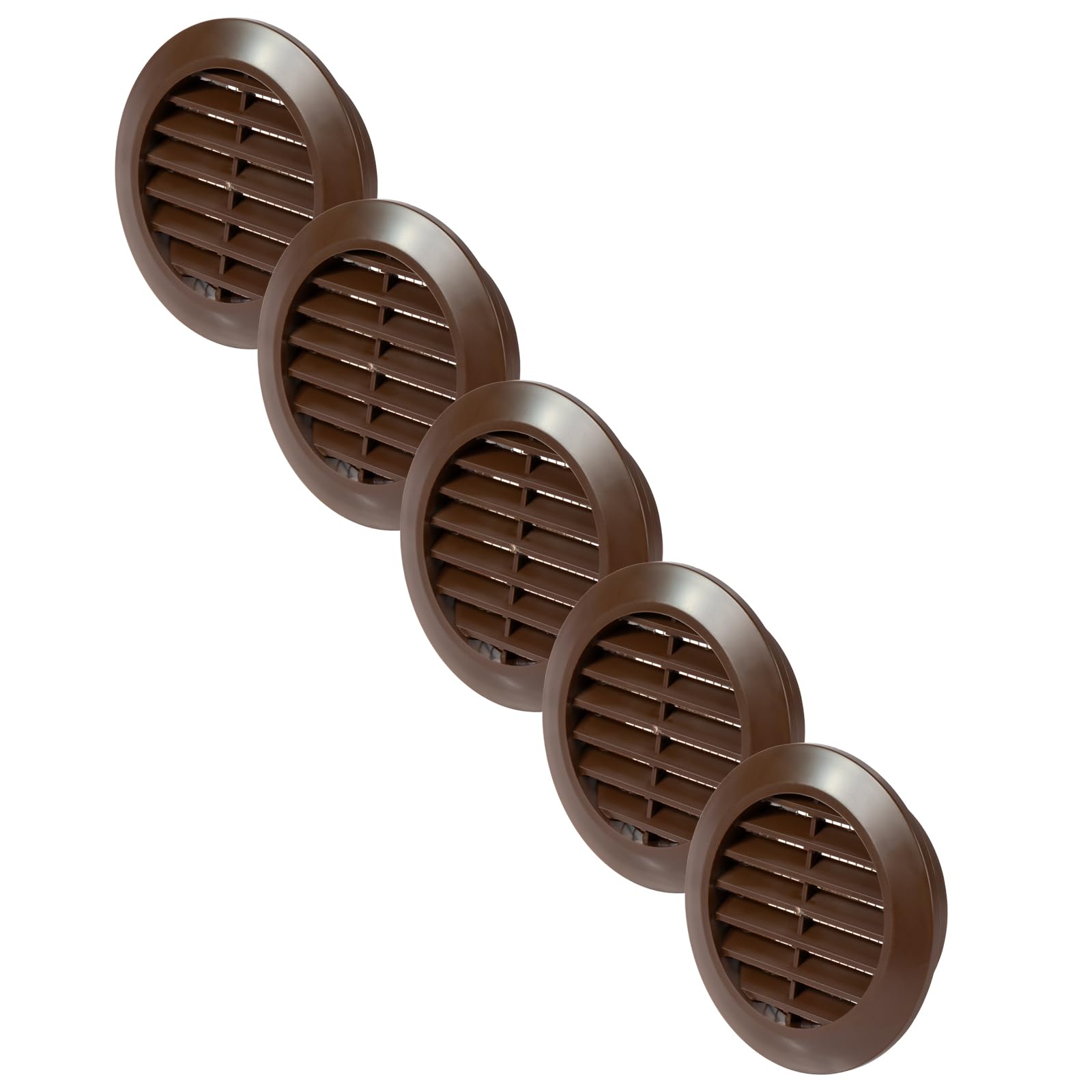 Vent Systems 60 mm / 2.36" Inch - Pack of 5 Brown Door Air Register - Ventilation Grille - Indoor Vent Grates - Bathroom, Cabinet, Garage Through The Door Vent Cover — image 1