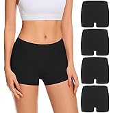 Migbean Boy Shorts Underwear for Women Cotton Panties Mid Waisted Boxer Briefs Breathable Underwear Multipack 4 Pack