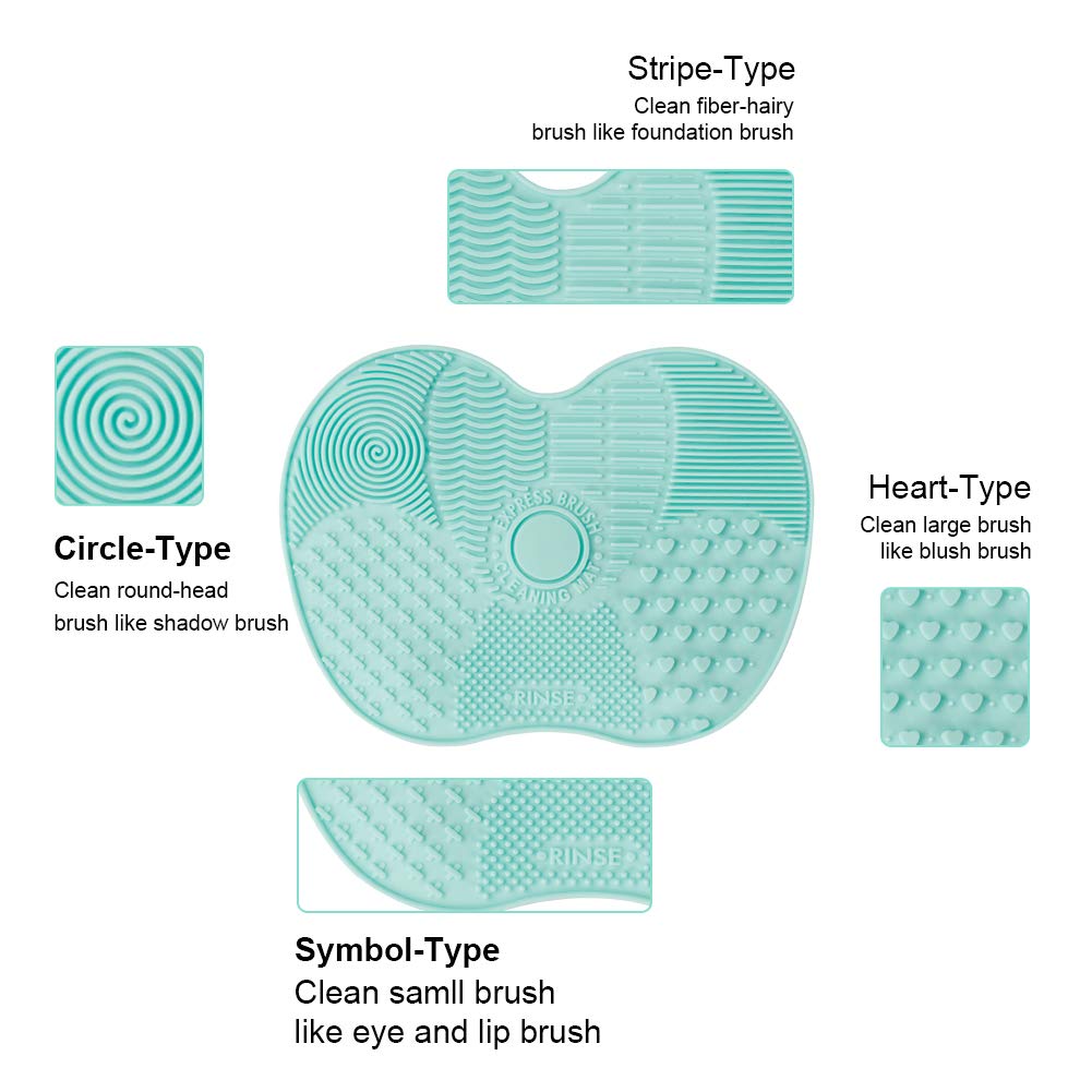Makeup Brush Cleaning Mat, Make Up Brush Cleaner Silicone Portable Brush Cleaner Mat with Suction Cup Pack of 2 (Pink+Green): Beauty