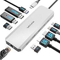 Laptop Docking Station, WAVLINK 10G USB C Hub with Dual HDMI, 100W PD in, 10Gbps USB-A/C 3.2, 5Gbps USB-A, USB2.0, Gigabit Et