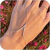 MODRSA Hand Chain Bracelet Gold Hand Chain Ring Bracelet Hands Chain Jewelry Rhinestone Handchain Finger Bracelets non Tarnish Waterproof Dainty Bridesmaid Accessories