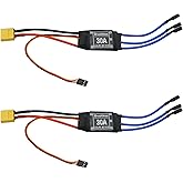 30A Electric Brushless Motor Controller, 2 Pcs ESC Speed Controller with XT60 and 3.5mm Bullet Plugs for RC Drone RC Airplane