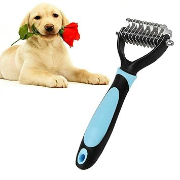 SBE Pet Dog Cat Skin Grooming Dematting Deshedding Trimmer Tool Comb Brush For No More Nasty Shedding and Flying Hair (Blue)