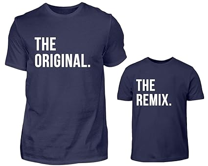2er Set Vater Sohn Partnerlook Tshirt The Original The Remix Rundhals Shirt Eltern Kind Partnerlook Für Herren Und Sohn Oder 