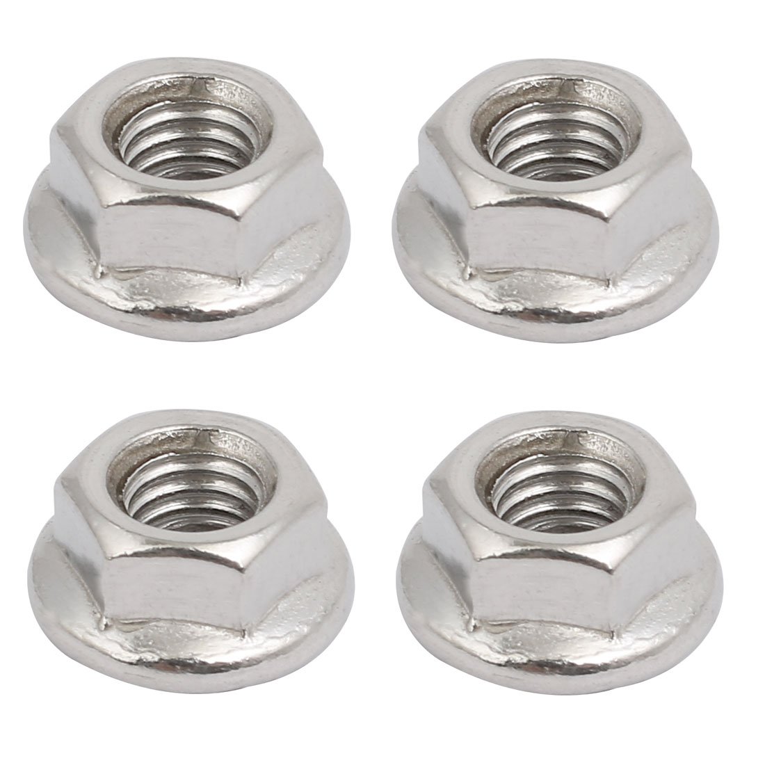 Sourcingmap 4pcs M6x1mm Pitch Metric Thread 304 Stainless Steel Left Hand Hex Flange Nut