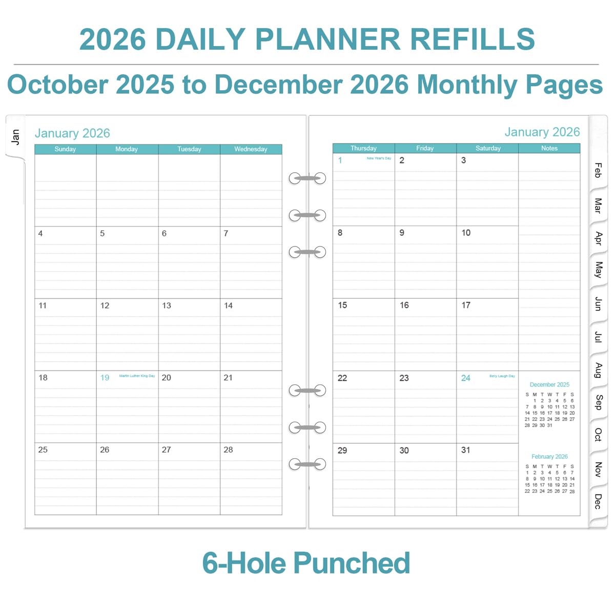Mua 2026 Planner Refills for A5 Binder - One Page Per Day Daily ...
