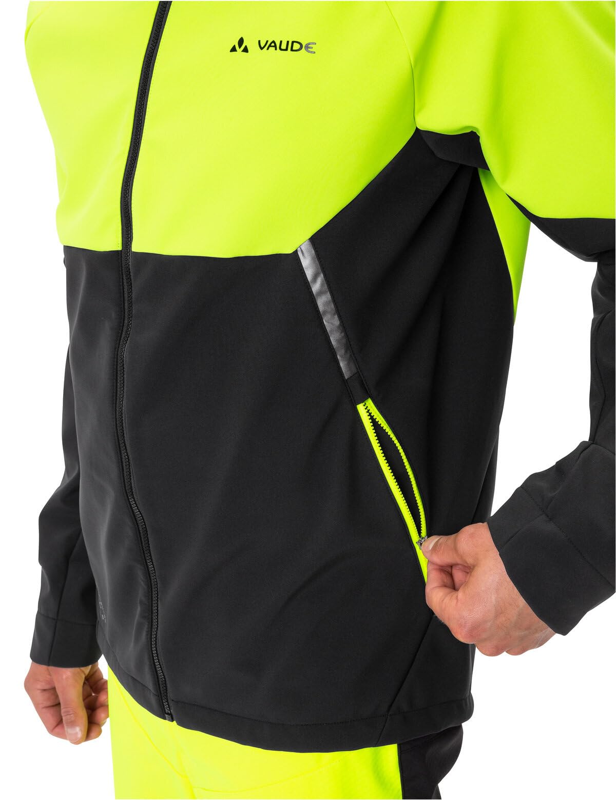 VAUDE Softshell Fahrradjacke Herren Qimsa – Wasserdichte & atmungsaktive Softshelljacke Herren, reflektierende Details, ideal fürs Radfahren im Herbst & Winter - in Gelb, Größe: M 5