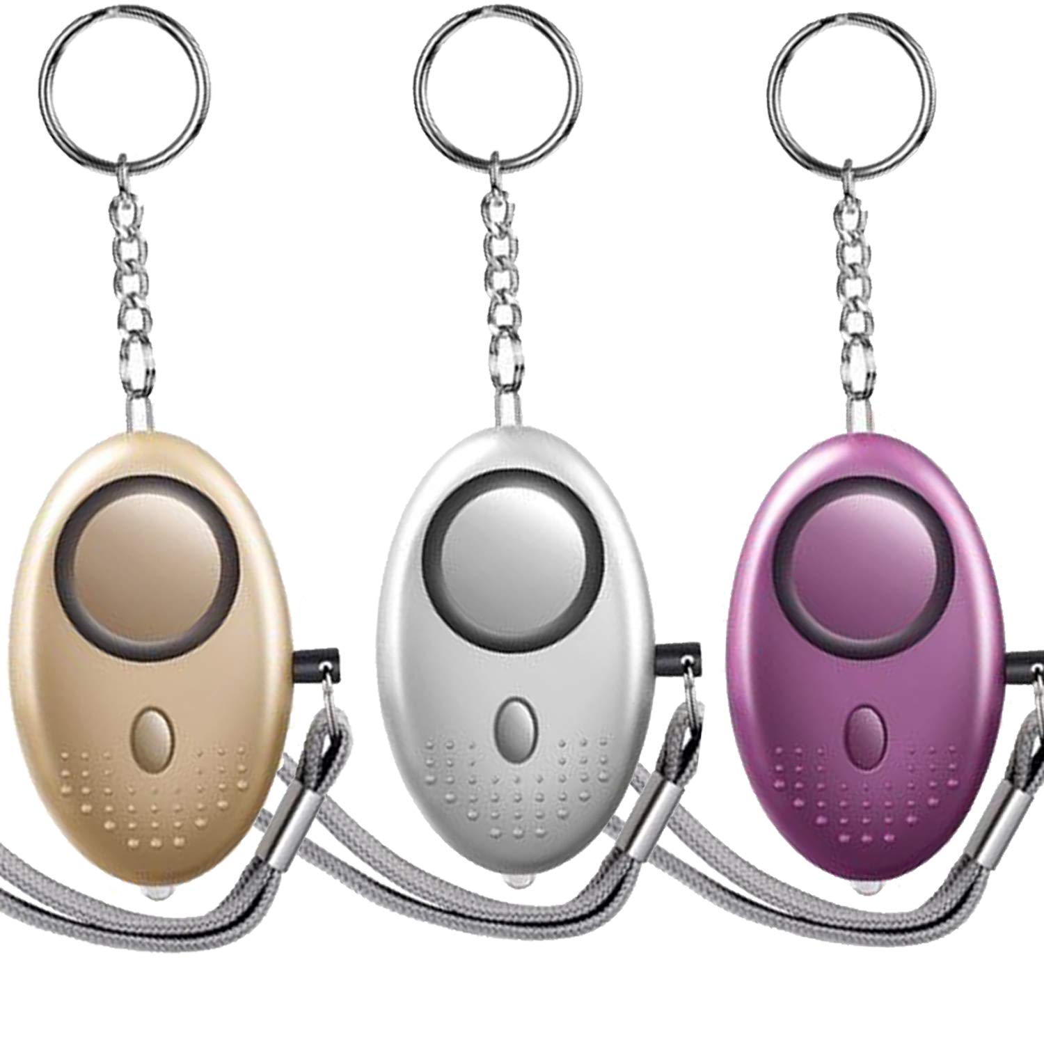 130db Personal Alarm Keychain, 3 Pack SOS Emergency Self Defense Safety Alarm Keychain Siren with LED Flashlight for Women Kids Girls Elderly Night Workers - Hear Up to 600 inch
