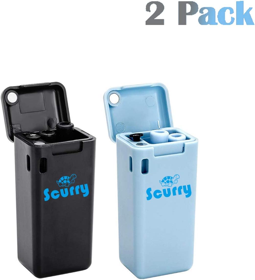 Reusable Straw Metal Straw Save the Turtles Straw Metal Straws With Case Portable Straw Stainless Steel Folding Drinking Straws, 2 Pack (Black & Blue)