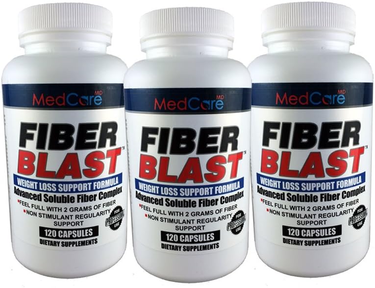 Fiber Blast Weight Loss Support Formula - Colon Cleanse with Super Strength Diet Detox for the Body - Master Herbal Formula - Psyllium Husks, Bentonite Clay, Black Walnut Hull Powder, Oat Bran Powder, Flaxseed Powder, Prune Powder, Aloe Vera Powder, L. Acidophilus, Apple Pectin Powder and Glucomannan Powder. - 2250mg Proprietary Blend Per Serving, 40 Servings, 120 Capsules
