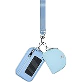 Lavarach Keychain Wristlet Wallet for Women Zippered Dual Pouch Wristlet Nylon Coin Purse Small Wallet with Key Ring