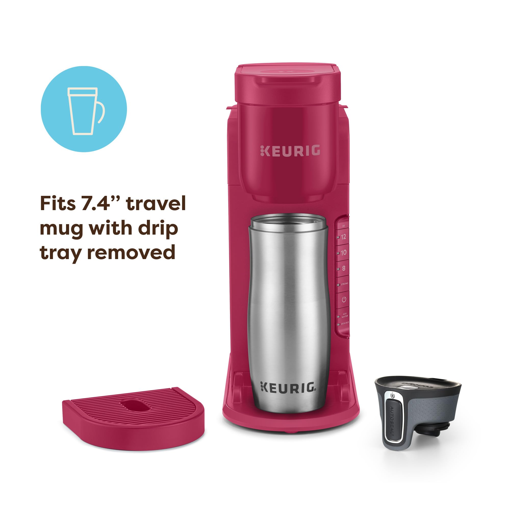 Keurig K-Express Cafetera de cápsulas K-Cup de una sola porción, 3 tamaños de preparación, función de botón fuerte, depósito extraíble de 42 oz, color baya navideña