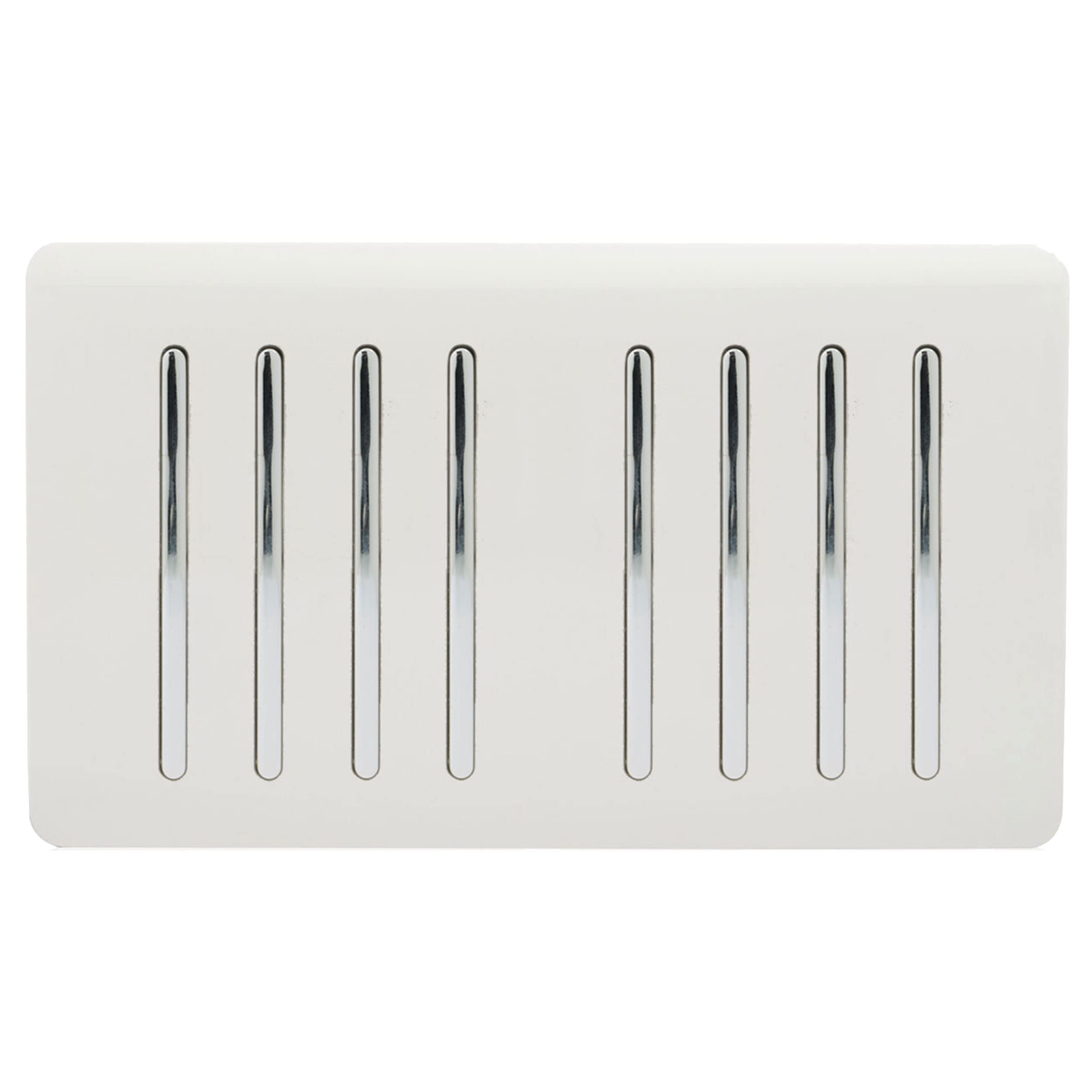 Trendi Artistic Modern Glossy 8 Gang 1 Way Rocker Black Double Plate Tactile Light Switch in White