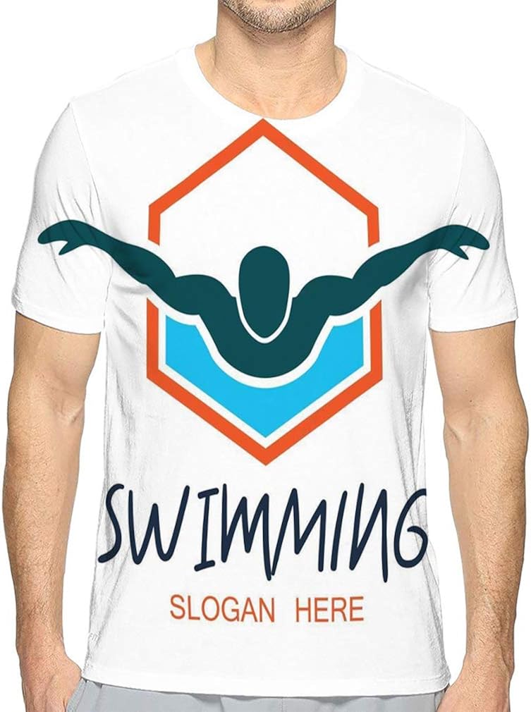 Men's Athletic Logo TShirt Swimming Logo Text Space Your