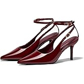 Coutgo Womens Slingback High Heels Closed Pointed Toe Pumps Ankle Strap Work Dress Shoes