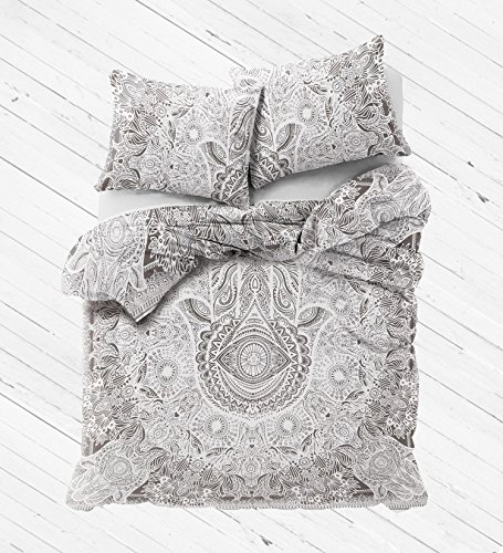 Exclusive Cotton Duvet Cover With Pillowcases By Madhu International, Hamsa Duvet Cover, Bohemian Duvet Cover Queen size