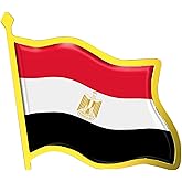 Egypt Flag Lapel Pin - Enamel Metal National Badge | World Travel Souvenir Gifts for Men & Women | Country Flag Patriotic Brooch Bulk Pack of Pins for Hat, Tie, Clothes, Backpack (1pc)