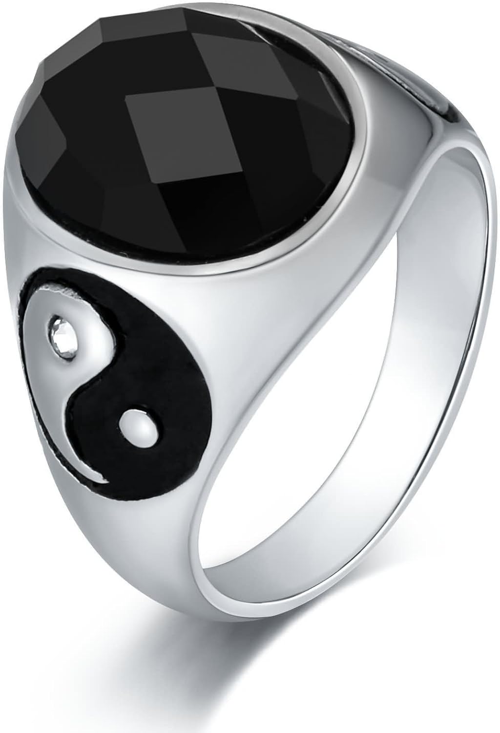 AYDOME Men's Stainless Steel Ring 18 mm, Yin Yang Ring for Men with
