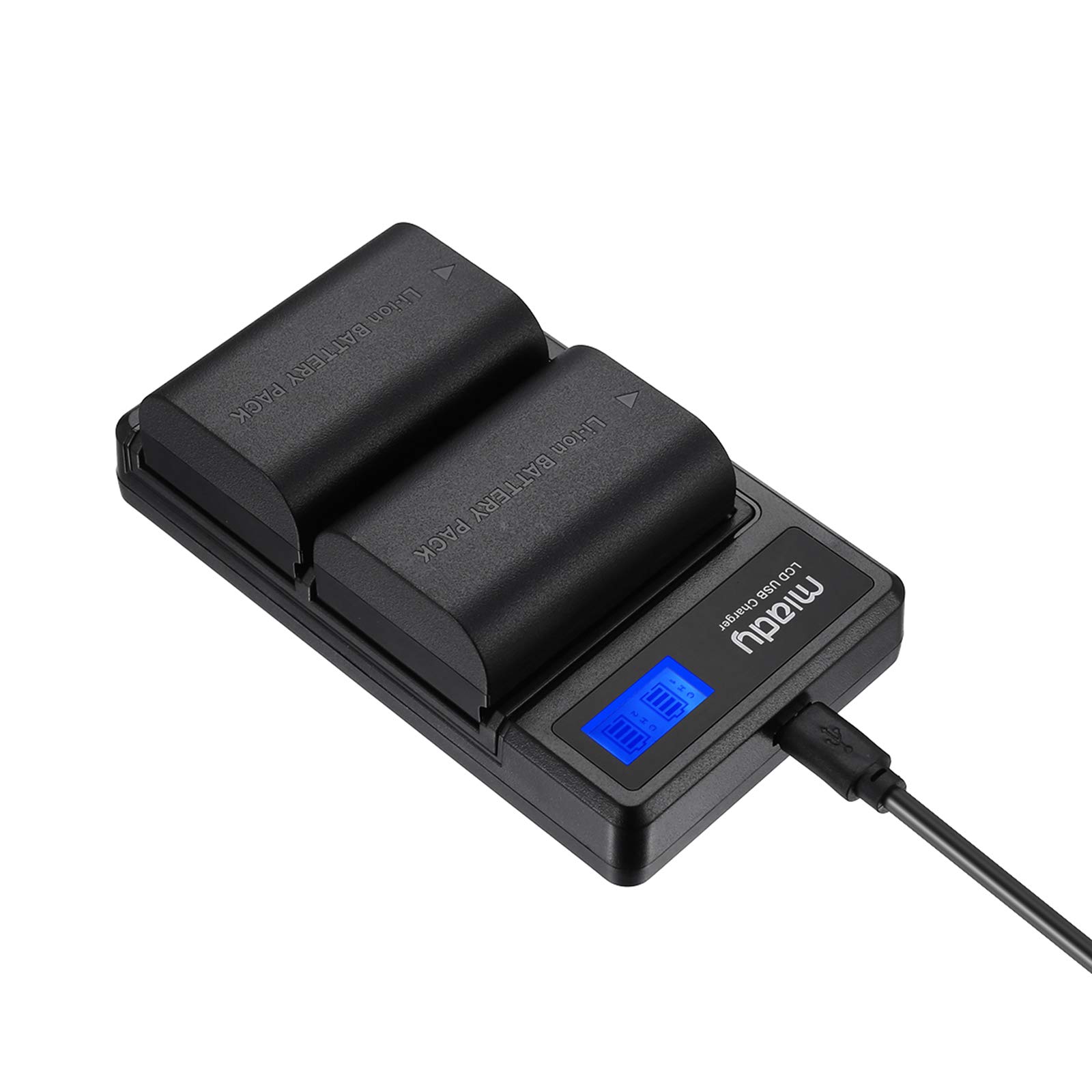 Miady LP-E6 LP-E6N Rechargeable Battery Charger Set, 2-Pack 2350mAh Camera Batteries and USB Dual Slot Battery Charger Compatible with Canon EOS 5D Mark II, III, IV, 80D, 70D, 60D, 5D, 6D, 7D