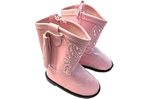 MBD 18 Inch Doll Boots, Pink Western Boots with White Stitching, Fits 18 Inch Kennedy and Friends Dolls