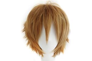 AICOS Alacos Short Fashion Spiky Layered Anime Cosplay Wig Light Brown Women Mens Boys Male Short Straight Party Costume Dress Synthetic Wig One Size
