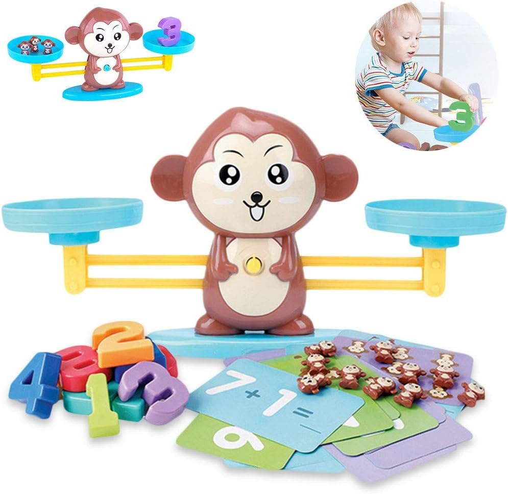 YLLuck Monkey Balance Math Game, Toddler Math Educational Child’s Gift & Learning Digital Addition and Subtraction Age 3+ Math Toy