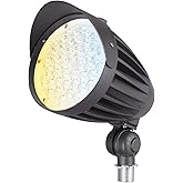 LEONLITE 20W/30W/40W 3CCT LED Bullet Flood Light, 4880LM 3000K/4000K/5000K, Dusk to Dawn 22°Focused Flag Pole Light with Knuckle Mount, Weatherproof, 100-277V Commercial Landscape Lights, ETL Listed