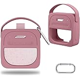 for Bose New SoundLink Micro 2nd Gen Portable Bluetooth Speaker Silicone Protective Case, Portable Travel Case with Carabiner (Pink) - co2CREA