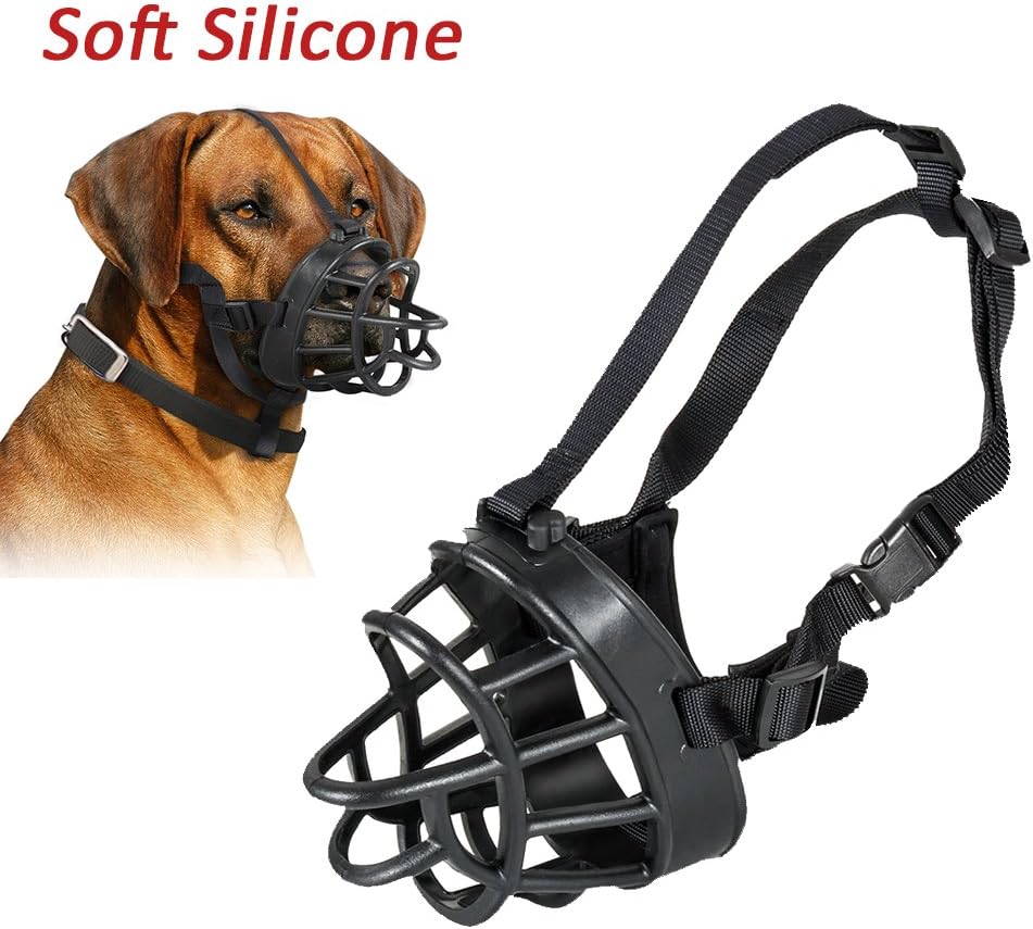 Bingogous Dog Muzzles, Silicone Adjustable Anti-biting Pet Muzzles Breathable Safety Pet Puppy Basket Muzzles Mask Accessories Prevent Biting Barking,Allows Drinking, Panting (5 XX Large)