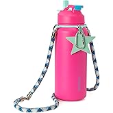 ChugJug Insulated Water Bottle 40 oz with Strap, Leak-Proof Stainless Steel Water Bottle with Flip Straw & Spout Lid, BPA-Free, Reusable Cute Metal Water Bottles for Women & Girls, Keeps Drinks Cold