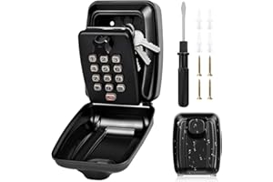 TEUEN Key Lock Box for Outside, Sturdy Waterproof Wall Mount Lock Box for House Key, 12-Digit Combination Resettable Large Ca
