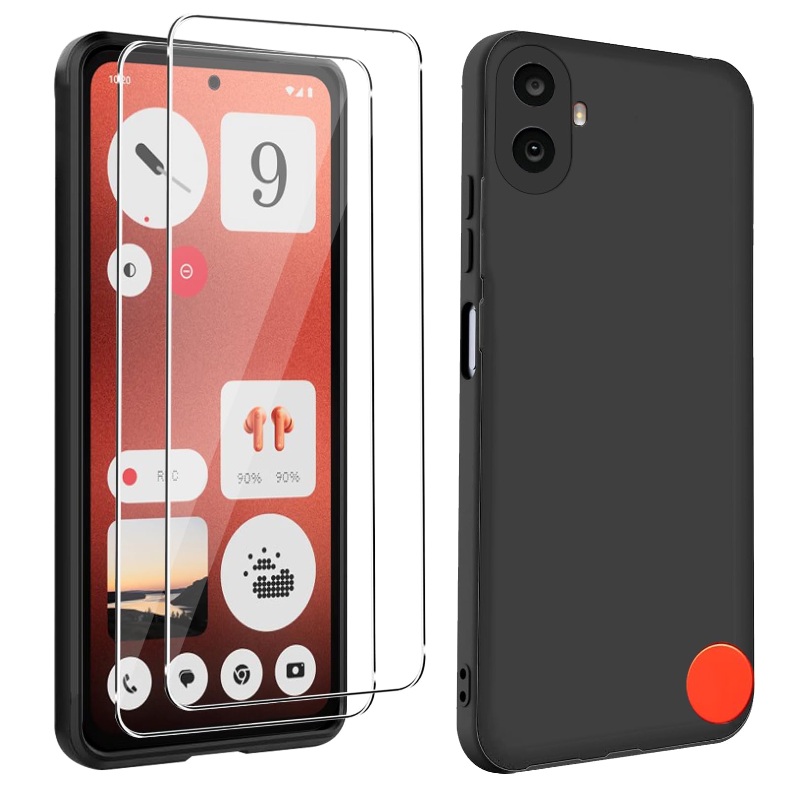 KZIOACSH Case for Nothing CMF Phone 1, Flexible Ultra Slim Drop Protection Anti-Scratch Rugged Phone Cover Silky-Soft Touch Matte TPU Shockproof Bumper Cover with 2 Tempered Glass Screen Protector