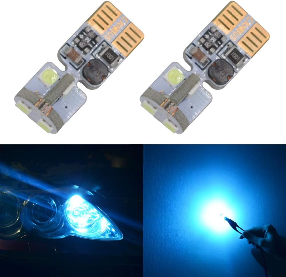 194 LED Bulb Canbus Error Free T10 W5W 168 194 2825 Ice Blue Bulbs for 12V Car Dome Side Marker License Plate Wedge Interior Lights(Pack of 2)