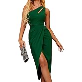 Zalalus One Shoulder Formal Dress Ruched Cocktail Party Midi Dresses