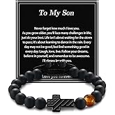 Alissl Men's Cross Bracelet Gifts for Teen Boys American Flag Cross Beads Bracelet Inspirational Christian Religious Christmas Valentine Gifts Jewelry Gifts for Boys Kids Teens Men Grandson Son