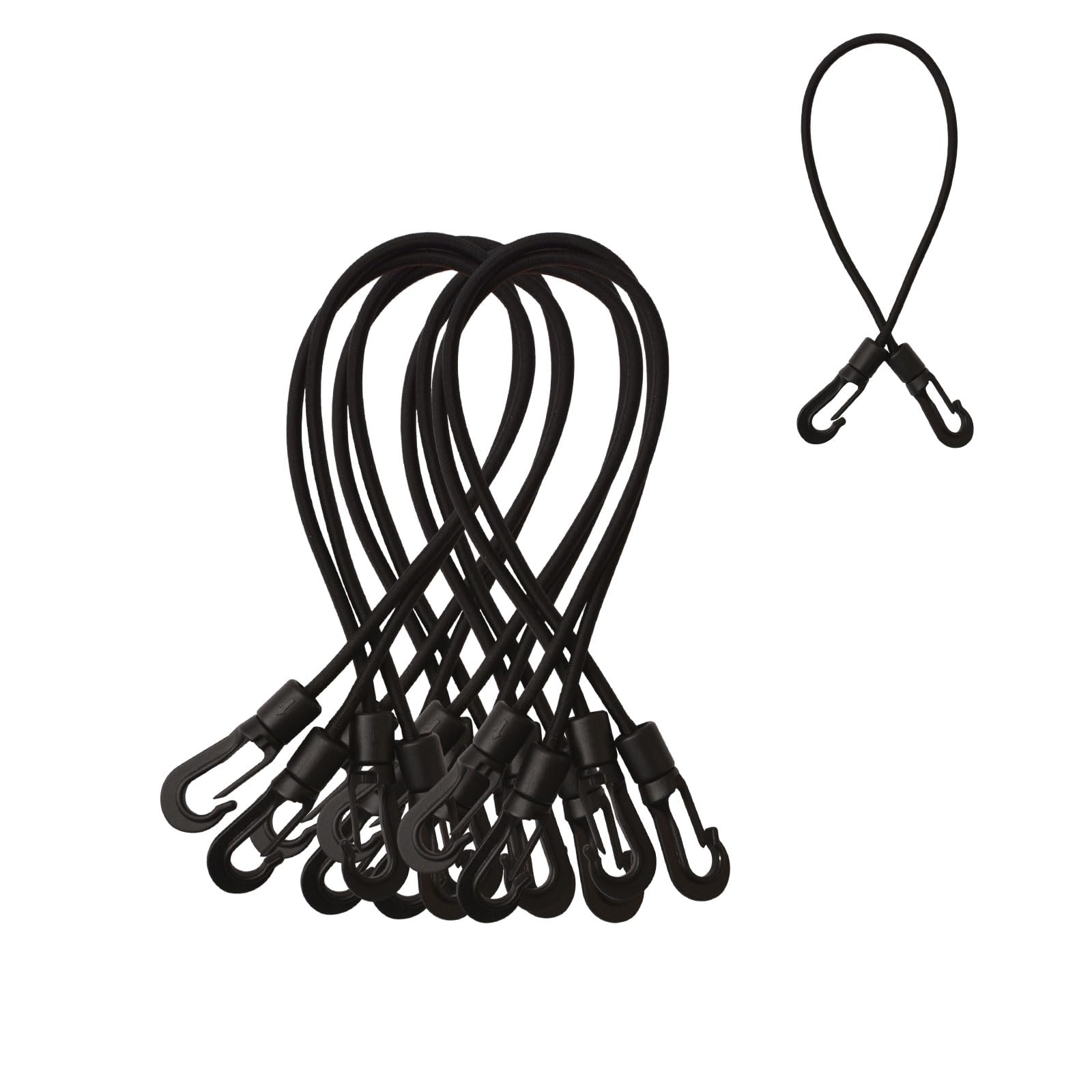 MOROBOR 14 Inch Bungee Cords with Hooks,10pcs Small Bungee Cords Black Bungee Straps Elastic Bungee Ties for Outdoor Tarp Covers Canvas Canopies Motorcycle Accessories