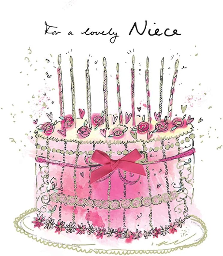 Piccadilly Greetings Modern Birthday Card Niece - 8 x 6 inches, beige|white|red|grey|peach
